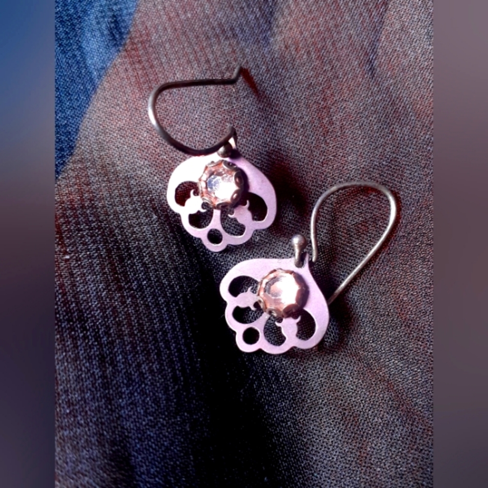 2/$15! Purple filigree jewelled dangle vintage statement earrings